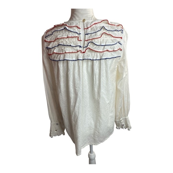 Banjanan Blue and Red Flamenco Top Size Large - Picture 4 of 11